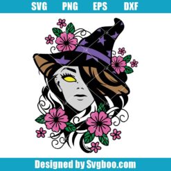 Floral Witch Girl Halloween Svg