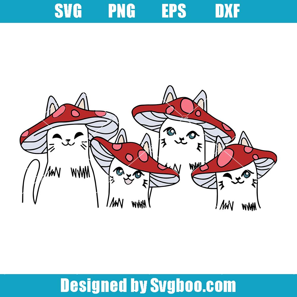 Goblincore Mushroom Cat Svg, Cats Lovers Svg, Cute Mushroom Svg Goblincore Mushroom Cat Svg