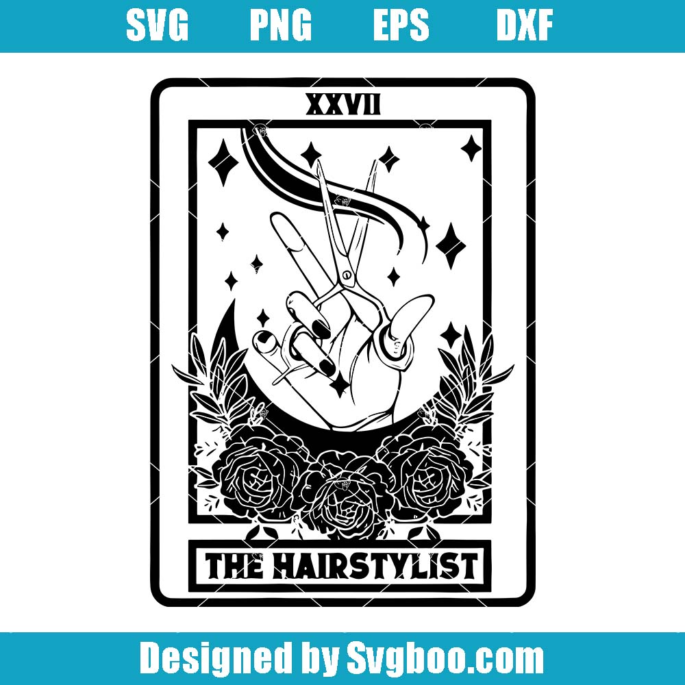 Hairstylist Tarot Card Svg, Mystical Salon Svg, Hairdresser Gift