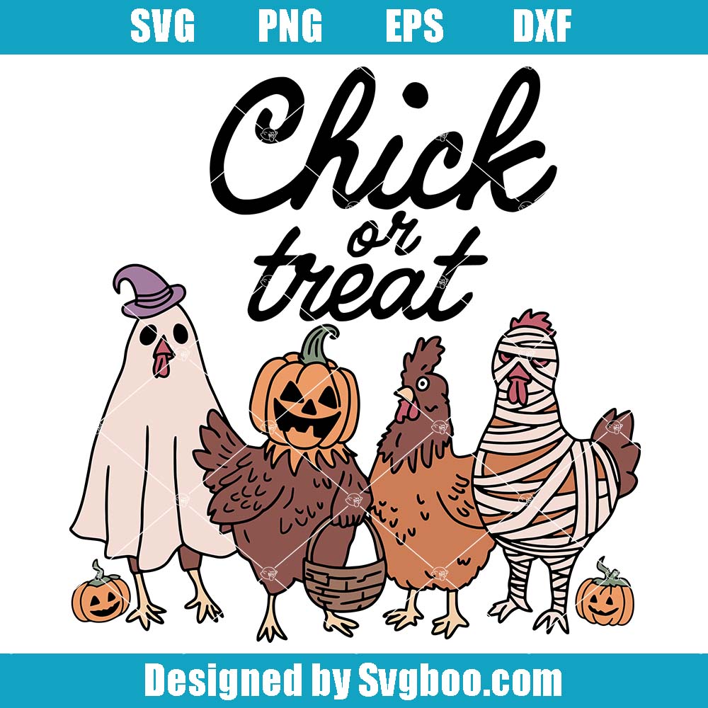 Chick Or Treat Svg, Halloween Chicken Svg, Ghost Chickens Svg