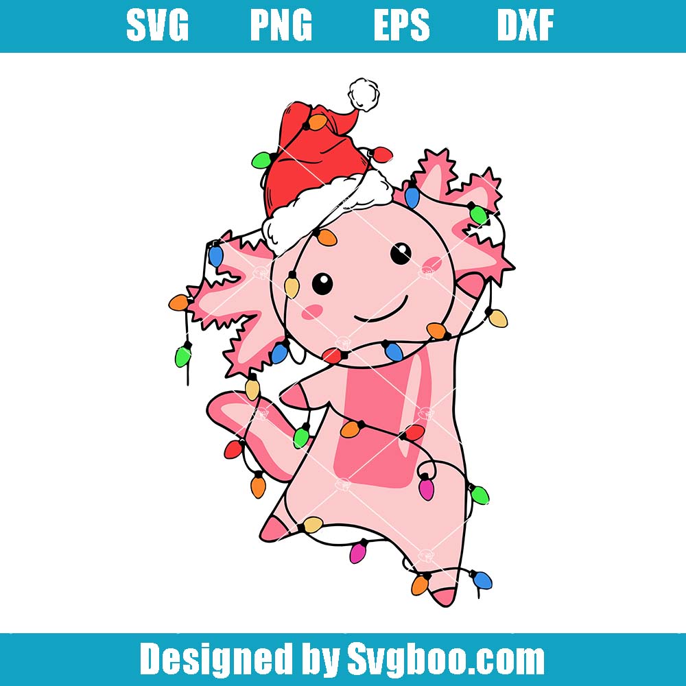 Christmas Light Axolotl Svg, Christmas Axolotl Svg, Dog Owners Svg Christmas Light Axolotl Svg