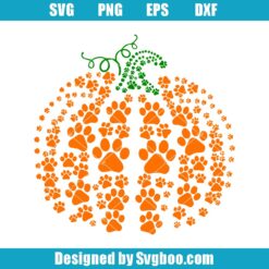 Cute Dog Paw Pumpkin Svg