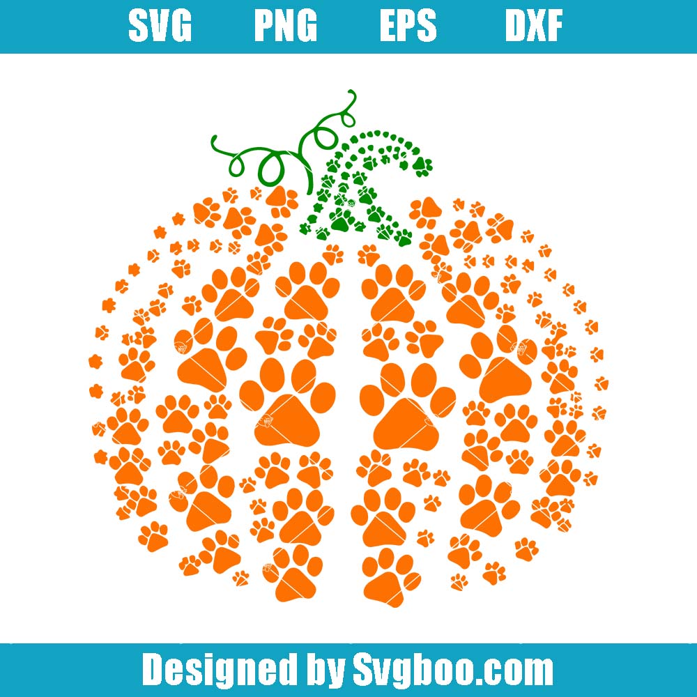 Cute Dog Paw Pumpkin Svg, Thanksgiving Pumpkin Svg, Fall Autumn Svg Cute Dog Paw Pumpkin Svg