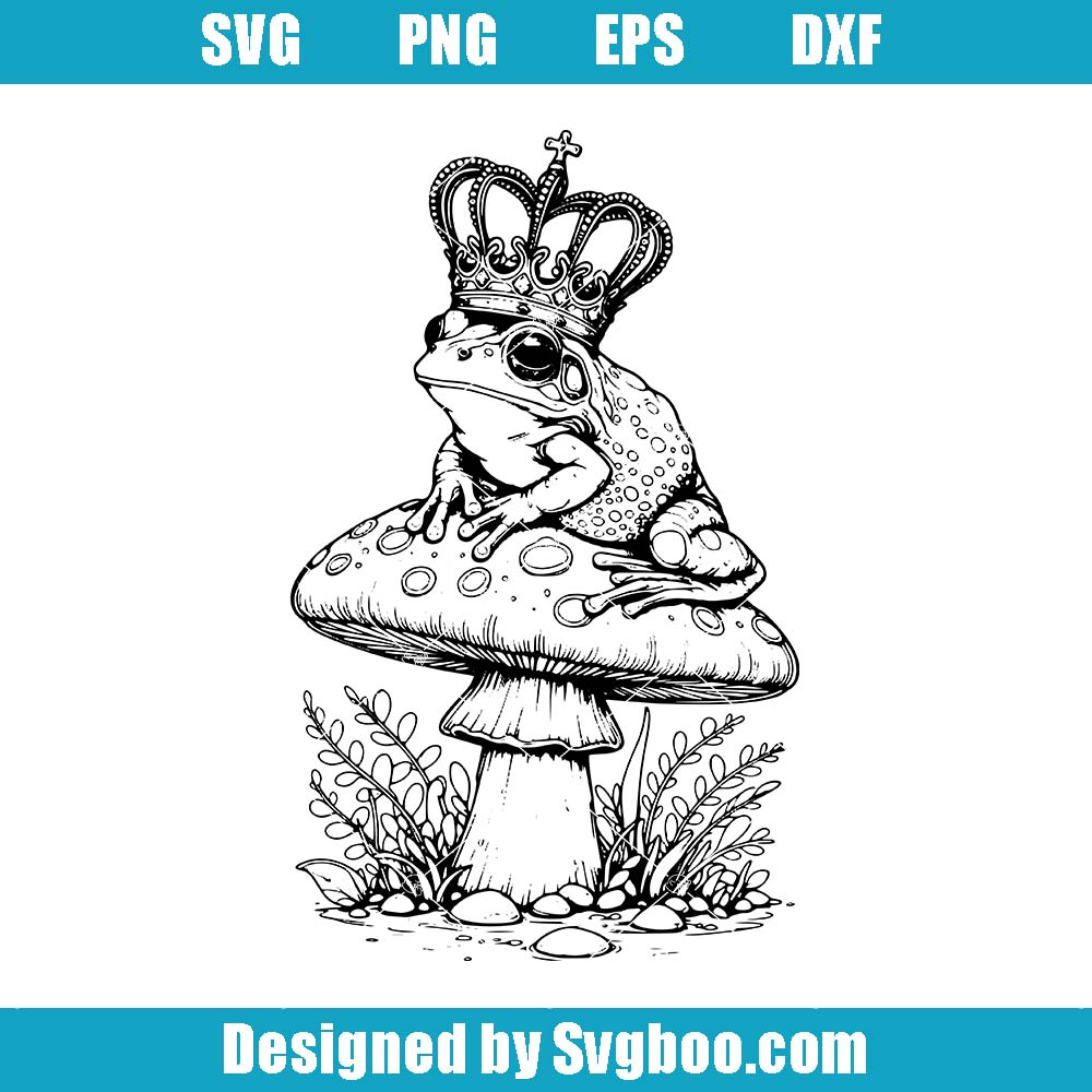 Frog Artwork Svg, Funny Queen Frog Svg, Frog And Mushroom Svg Frog Artwork Svg
