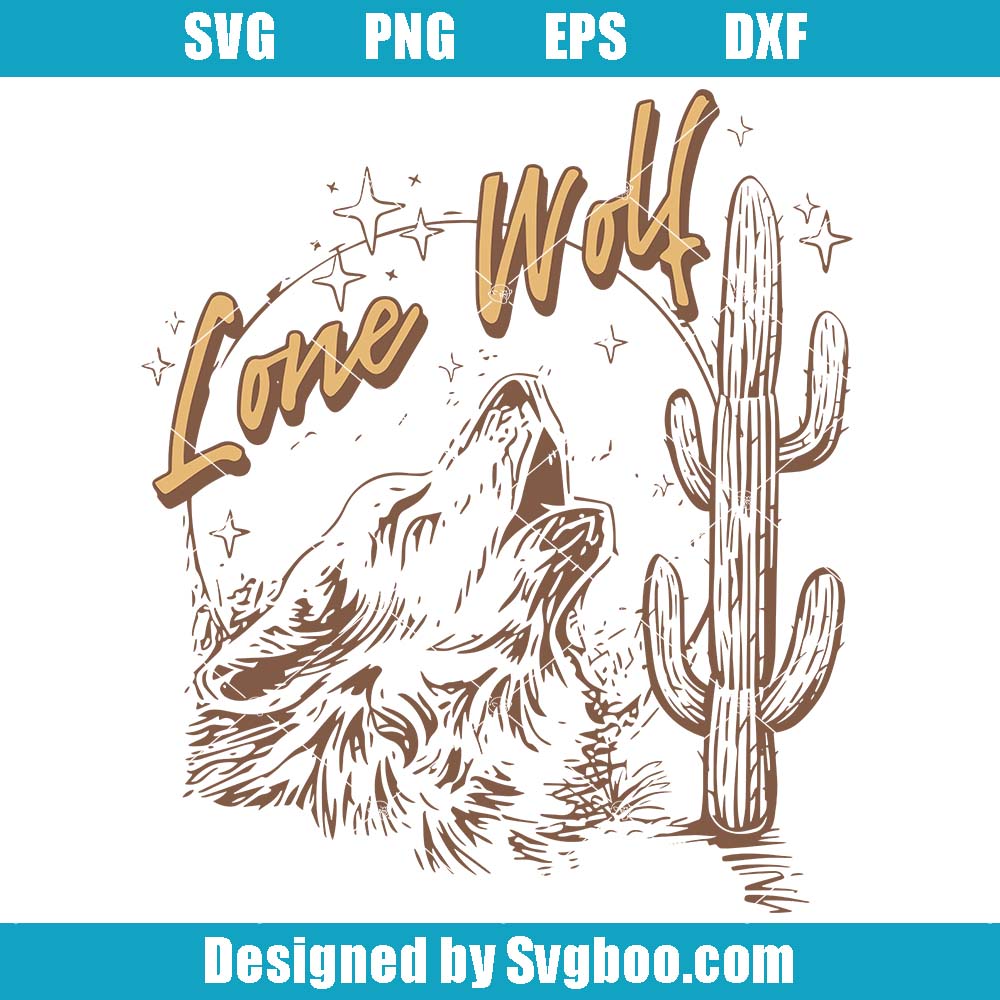 Lone Wolf Svg, Desert Wolf Svg, Wolf And Cactus Tree Svg Lone Wolf Svg