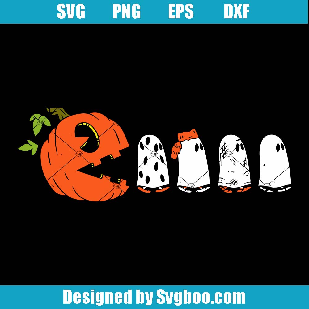 Pac-Man Pumpkin Svg, Chasing Ghosts Svg, Spooky Season Svg