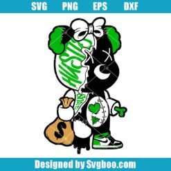 Stitched Hustle Bear Svg, Sneaker To Match 1s Celtics Svg