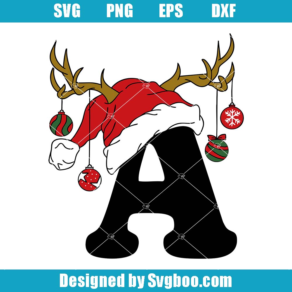 Christmas Letter A Svg, Santa Hat Svg, Xmas Alphabet Letter Svg Christmas Letter A Svg