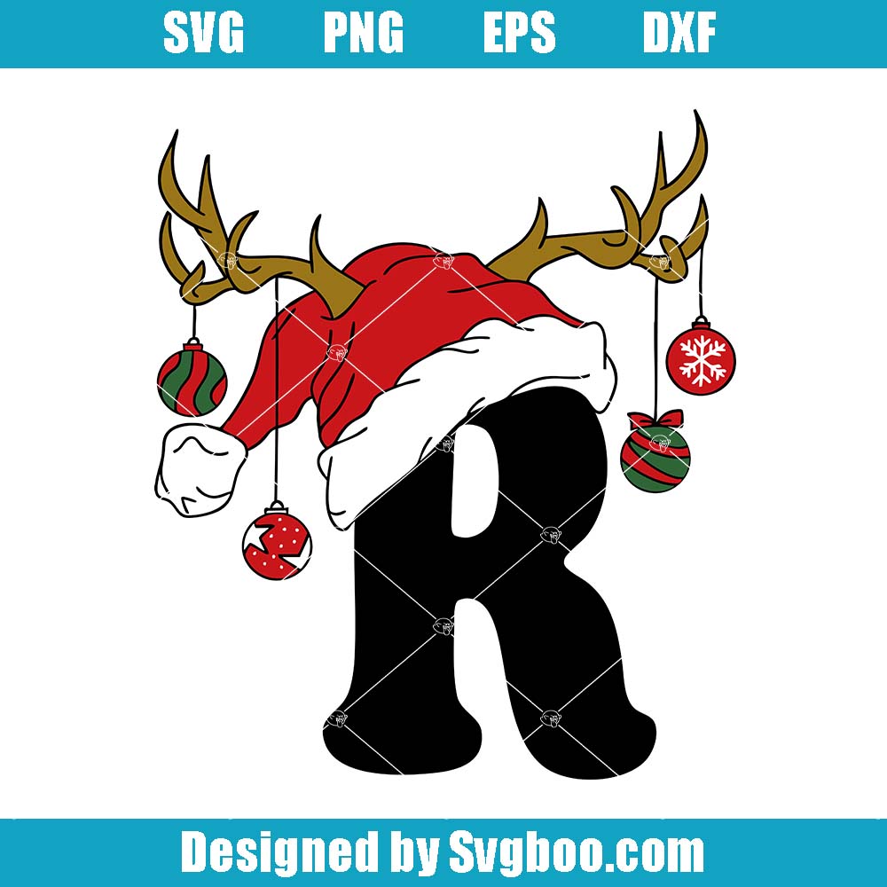 Christmas Letter R Svg, Santa Hat Svg, Christmas Alphabet Svg