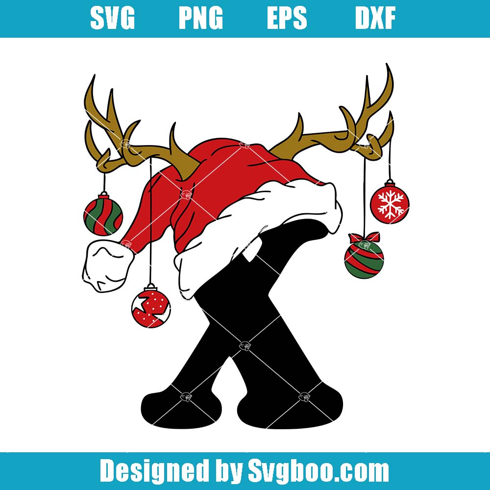 Christmas Letter X Svg, Santa Hat Svg, Reindeer Antlers Svg Christmas Letter X Svg