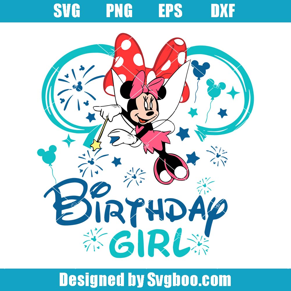 Fairy Mouse Birthday Svg, Birthday Girl Svg, Mouse Ear And Bow Svg