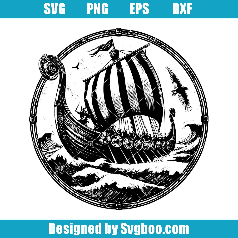 Viking Ship Svg, Viking Boat Svg, Classic Oseberg Ship Svg