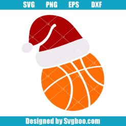 Basketball With Santa Hat Svg