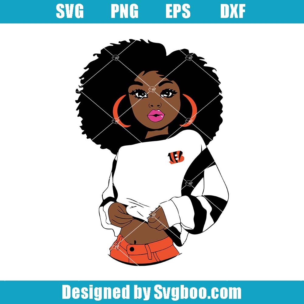 Black Girl Cincinnati Bengals Svg, Cincinnati Bengal Football Team Svg