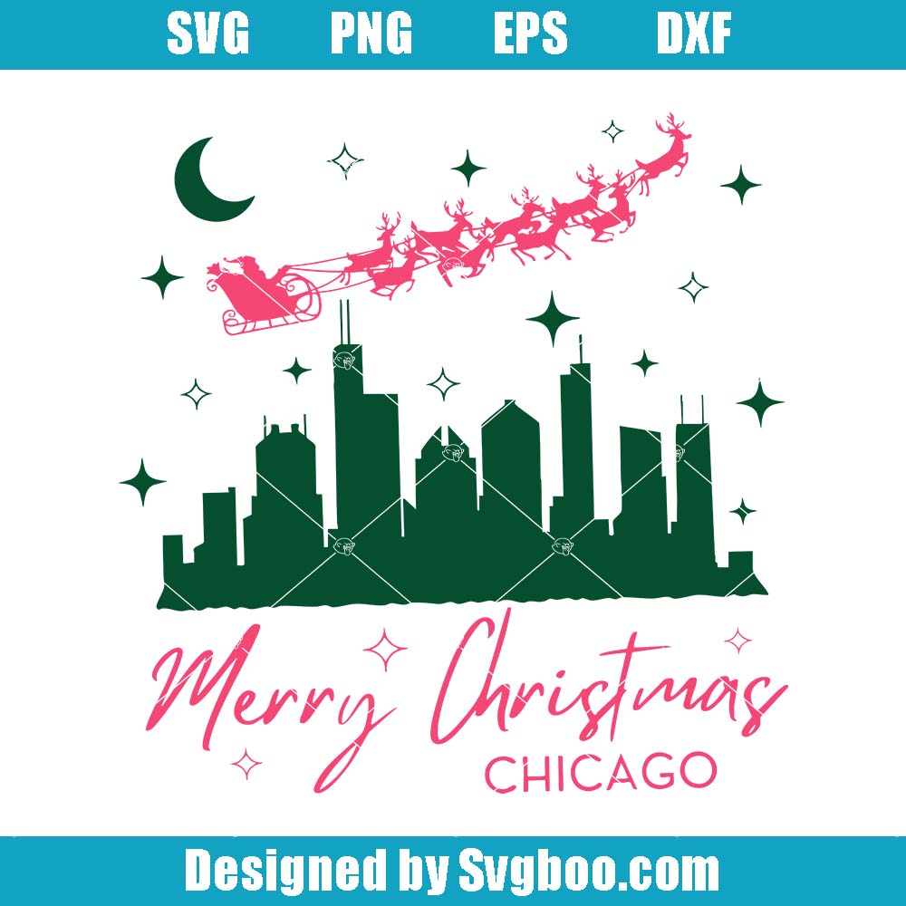 Chicago Trip Svg, Merry Christmas Chicago Svg, Chicago Skyline Svg Chicago Trip Svg