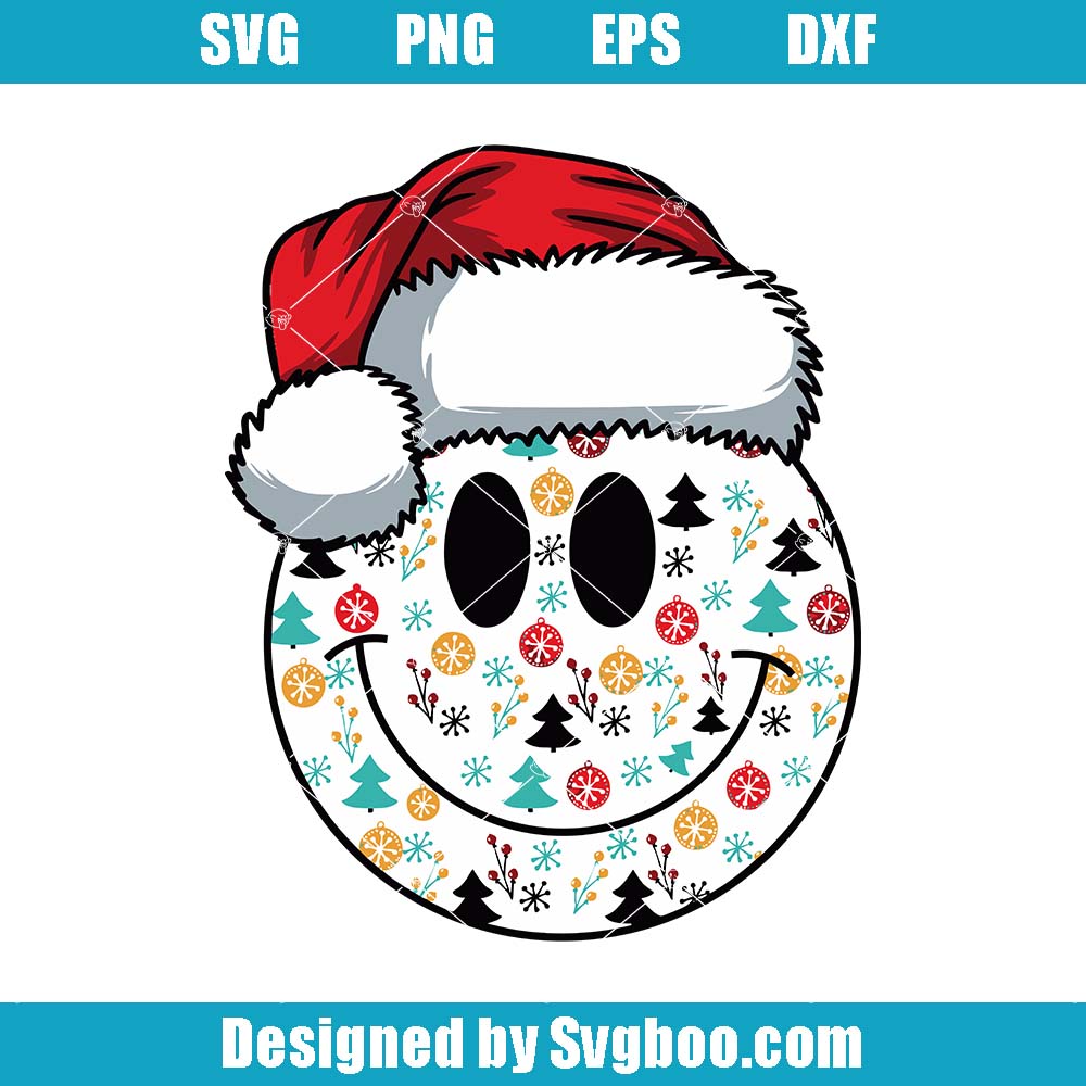 Christmas Santa Svg, Cute Gingerbread Daisy Svg, Smiley Face Svg Christmas Santa Svg