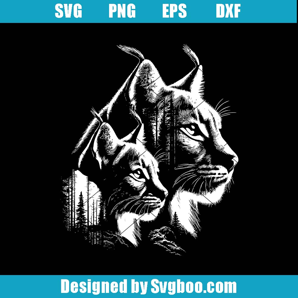 Mother Lynx And Child Svg, Father Lynx And Child Svg, Wild Lynx Svg