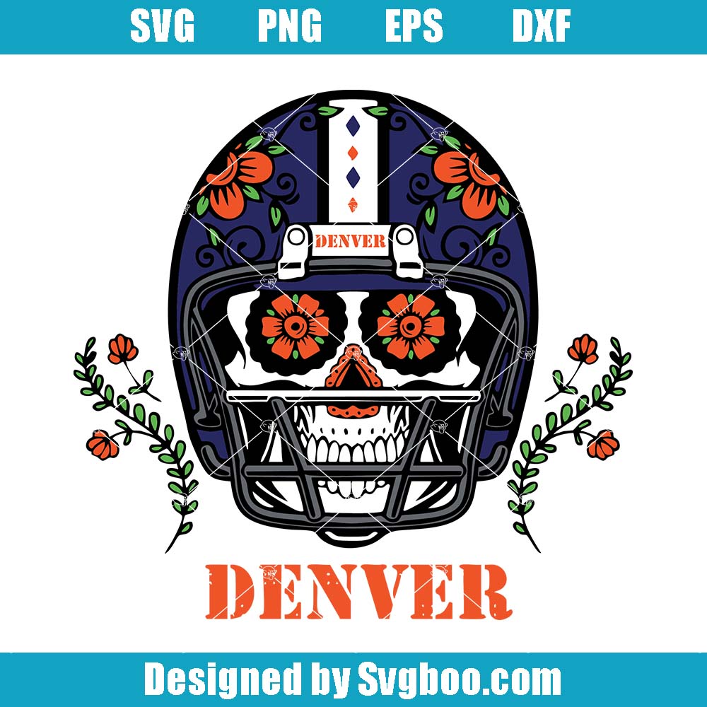 Denver Broncos Skull Helmet Svg, Sports Team Svg, Funny Skull Svg Denver Broncos Skull Helmet Svg