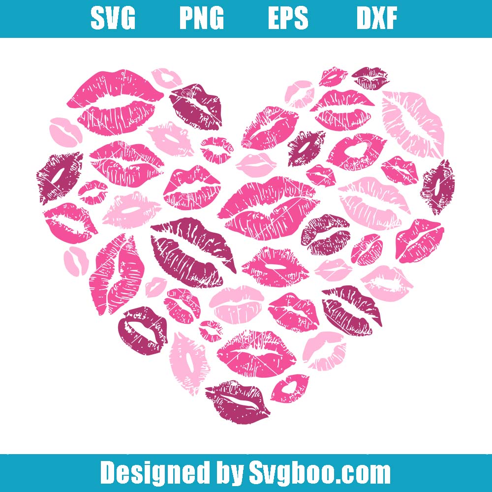 Kiss Heart Svg, Lips Heart Svg, Lipstick Kiss Heart Svg