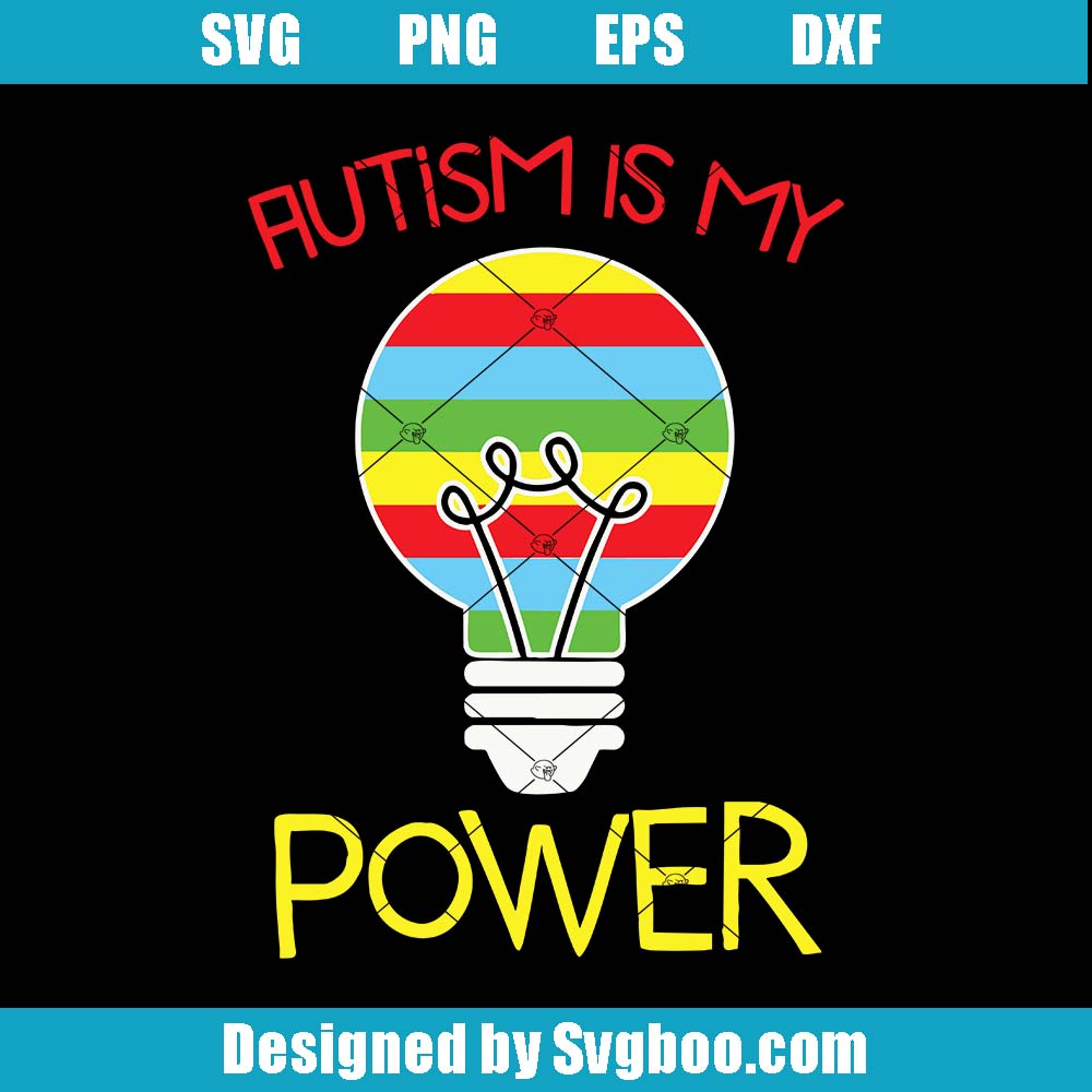 Autism Power Svg, Autism Awareness Svg, Colorful Bulb Svg