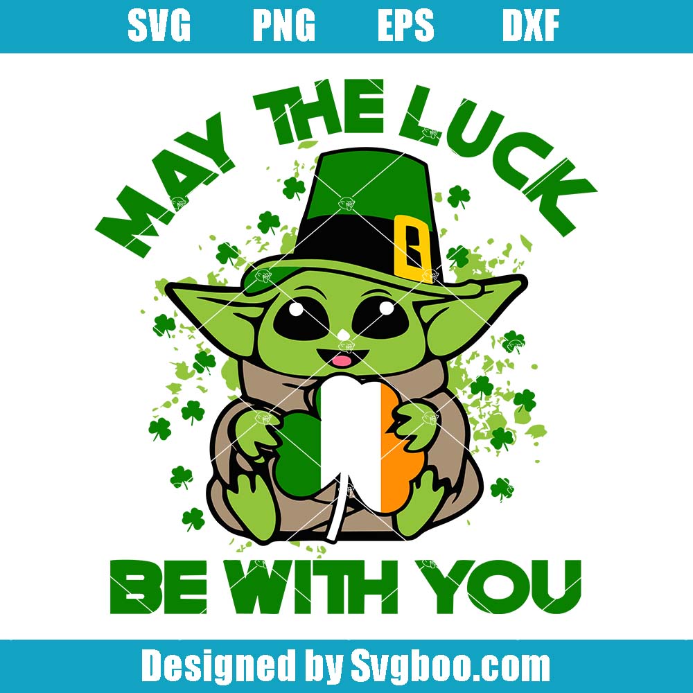 Baby Yoda Svg, St Patrick's Day Svg, Irish Four Leaf Svg Baby Yoda Svg,