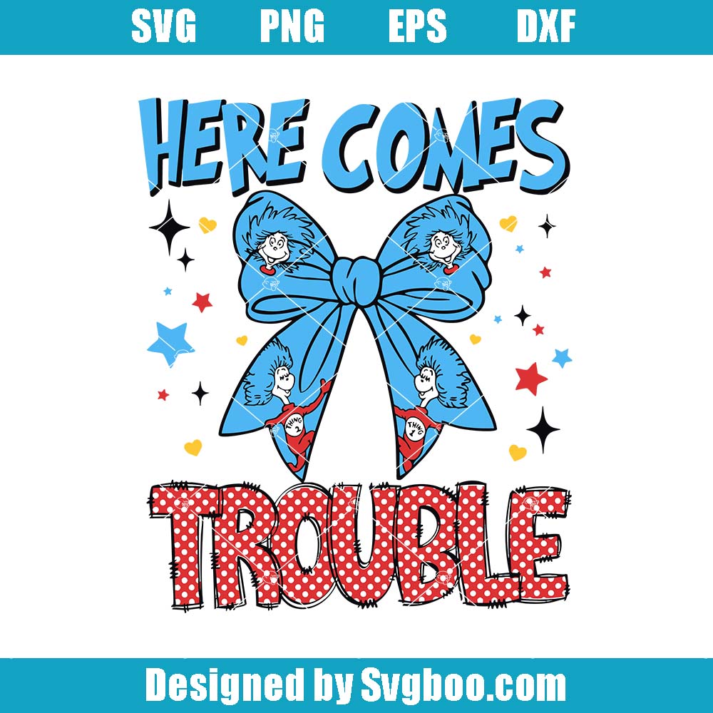 Cat In The Hat Svg, Here Comes Trouble Svg, Dr.Sue Silhouette Svg Cat In The Hat Svg