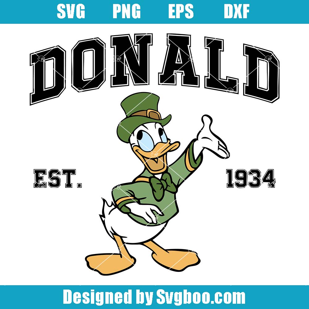 Donald Est 1934 Svg, Donald Duck Svg, St Patricks Day Svg