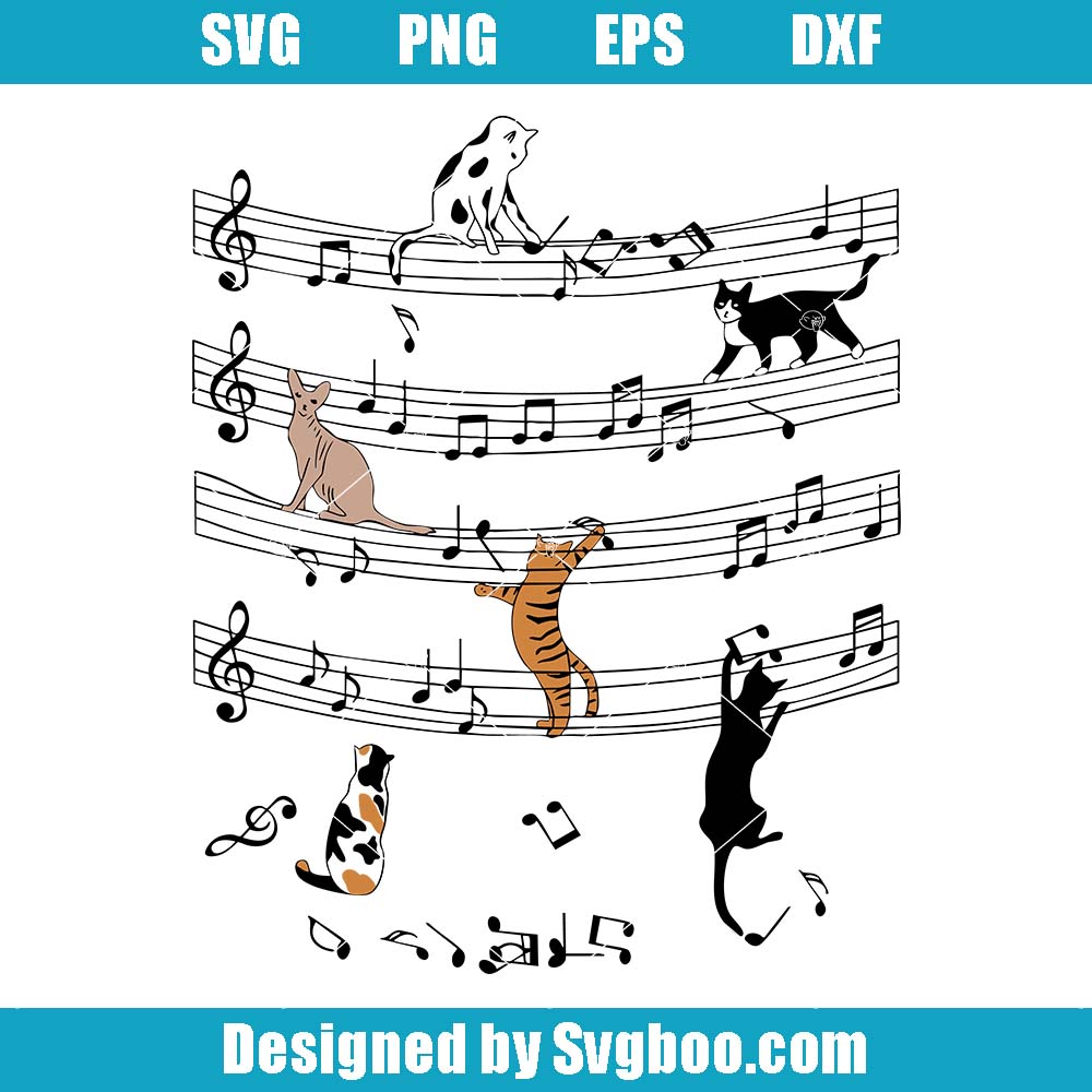 Funny Music Notes Svg, Cat And Music Lover Svg, Funny Musician Svg Funny Music Notes Svg