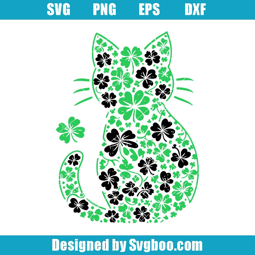 St.Patrick’s Day Cat Svg, Lucky Cat Svg, Cute Irish Cat Svg