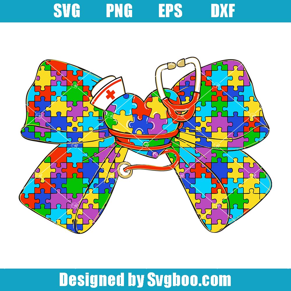 Autism Nurse Coquette Svg, Autism Coquette Bow Svg, Nurse Bow Svg