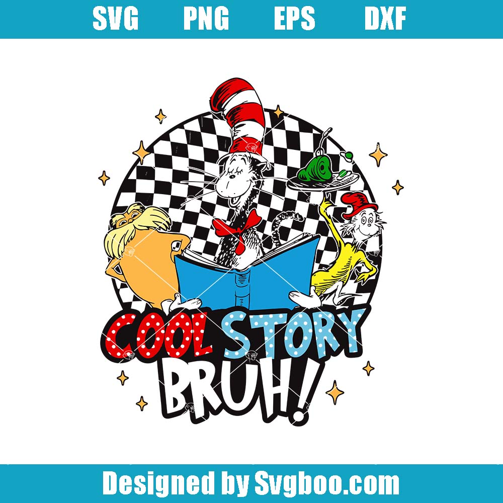 Cool Story Bro Svg, Cartoon Reading Day Svg, Reading Friends Svg Cool Story Bro Svg