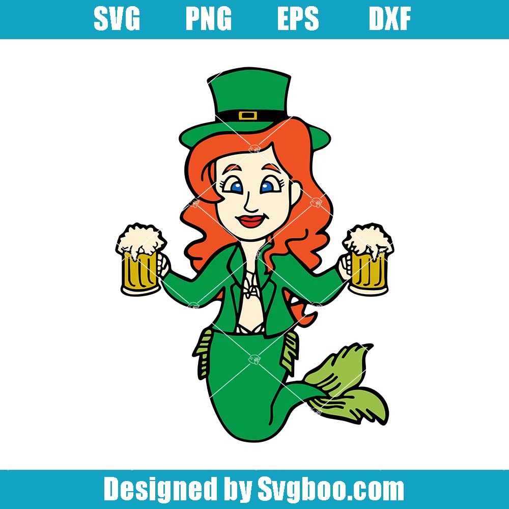 Irish Mermaid Beers Women Svg, St Patricks Day Greeting Svg Irish Mermaid Beers Women Svg