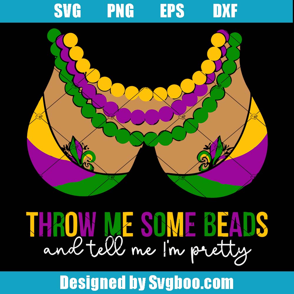 Mardi Gras Busty Svg, Throw Me Some Beads Svg, Boobs New Orleans Svg Mardi Gras Busty Svg