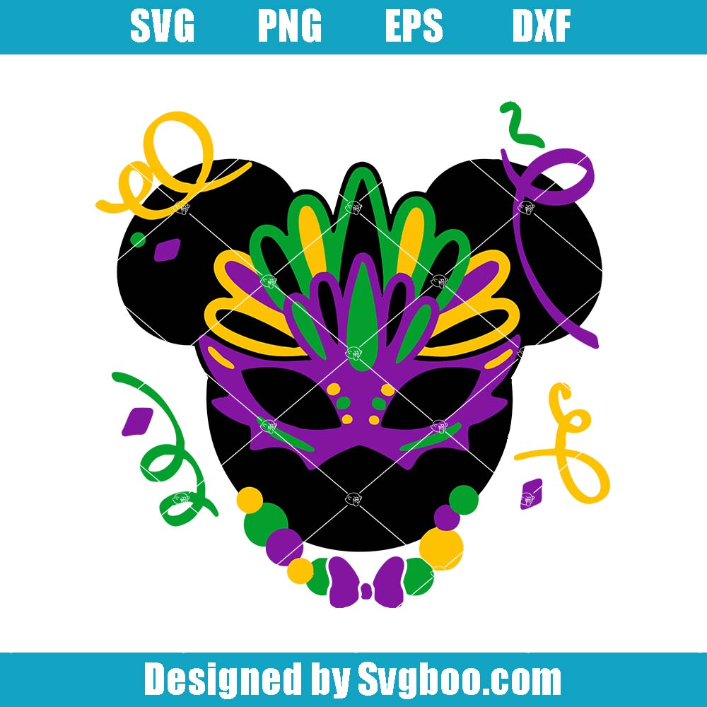 Mardi Gras Mickey Head Svg, Disney Festival Svg, Mardi Gras Svg Mardi Gras Mickey Head Svg