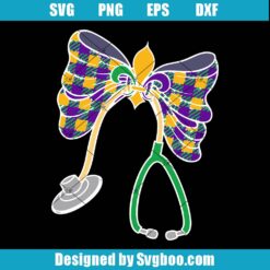 Mardi Gras Stethoscope Bow Svg