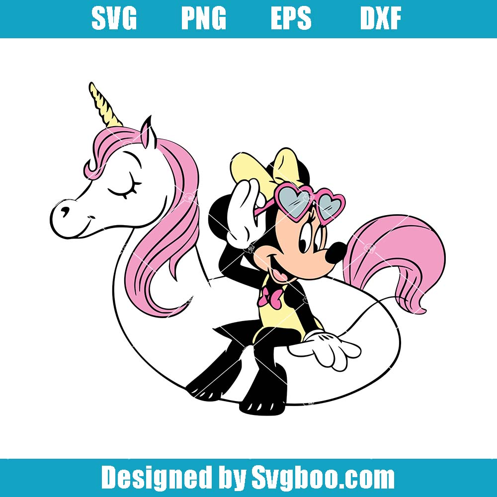 Minnie Mouse In Bathing Suit On Unicorn Pool Beach Svg, Yard Sign Svg