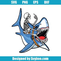 Skeleton Riding Shark Svg