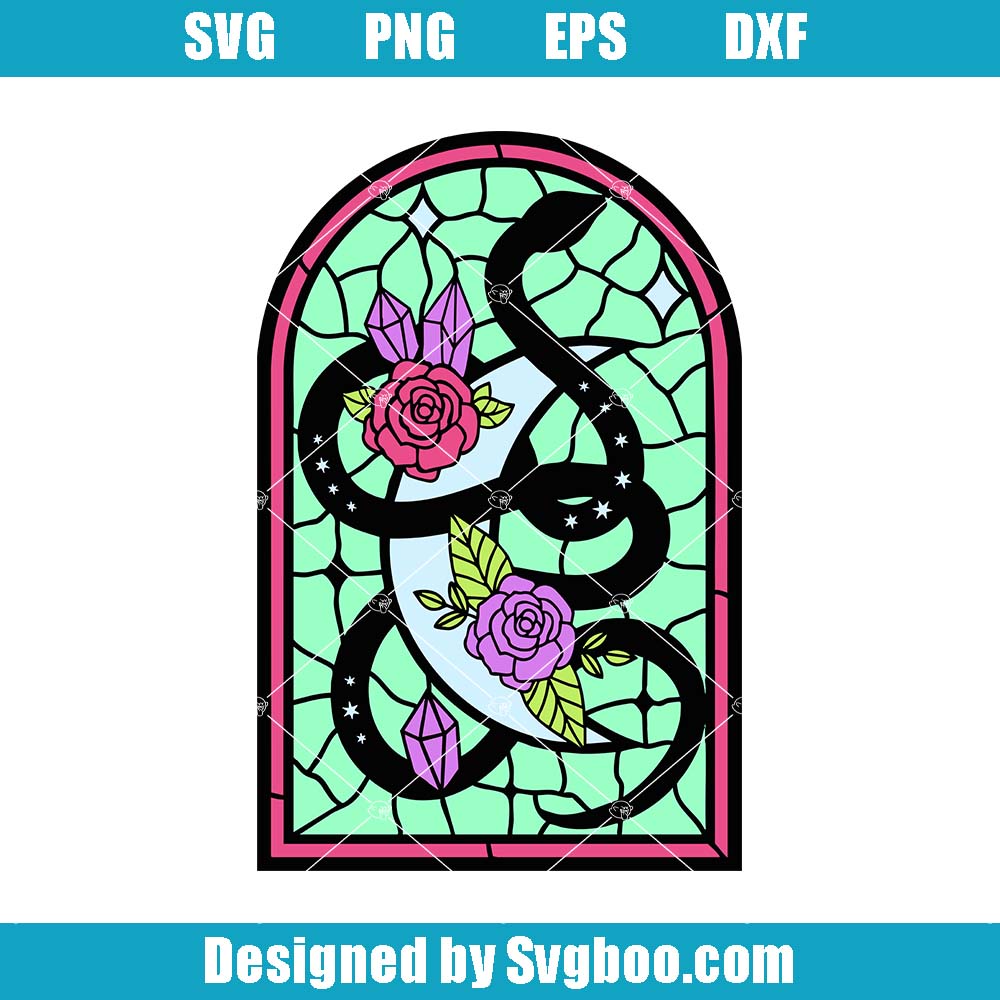 Beauty And The Best Svg, Stained Glass Snake & Moon Svg