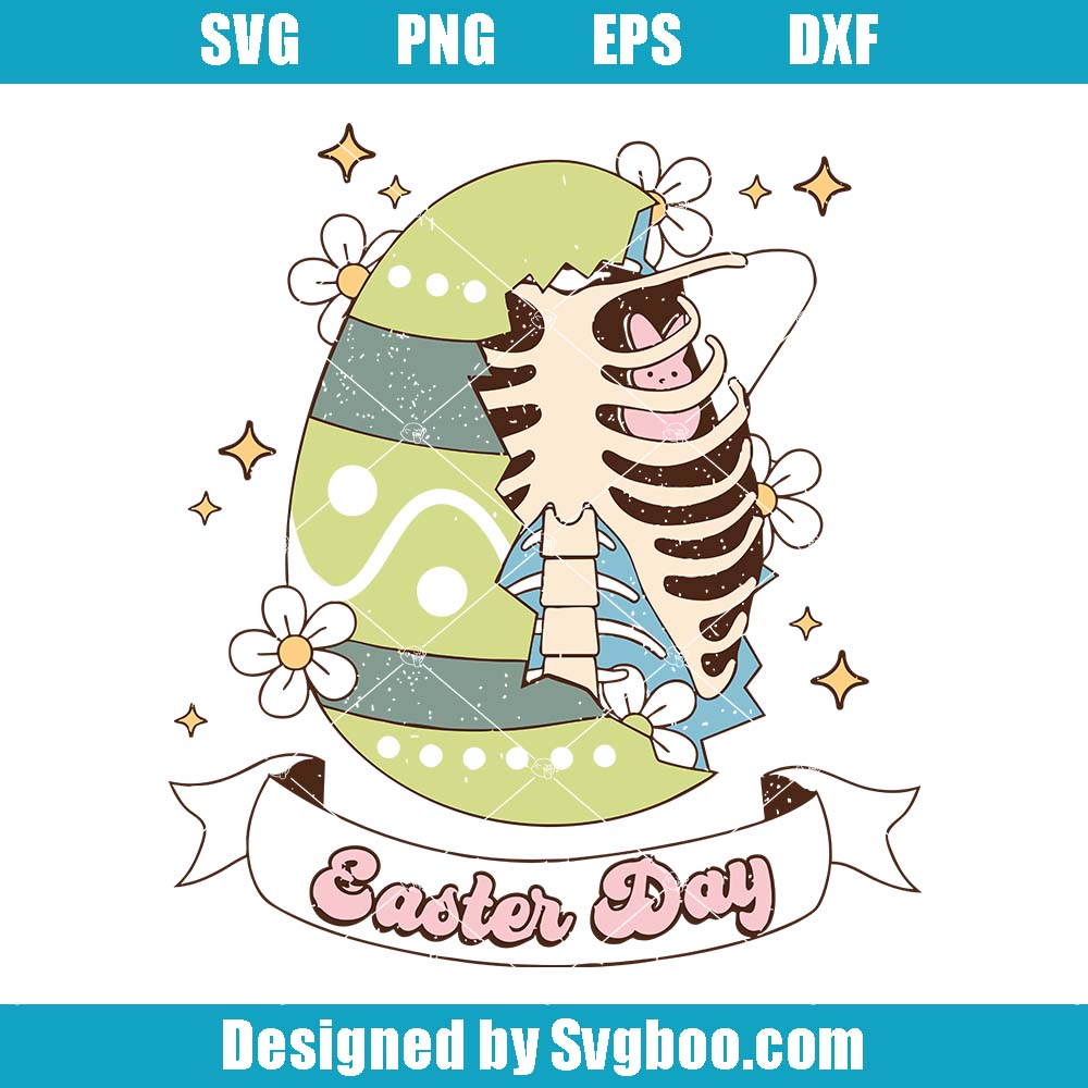 Easter Skeleton Svg, Bunny In Egg Svg, Skeleton Egg Svg