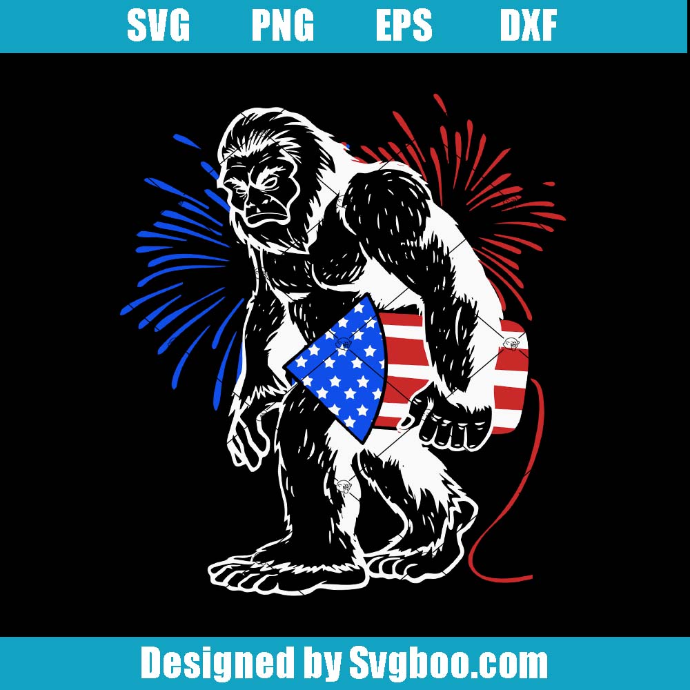 American Flag Bigfoot Svg, Funny 4th Of July Svg, Bigfoot Firework Svg American Flag Bigfoot Svg