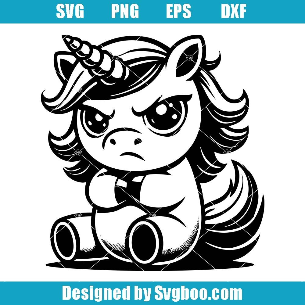 Grumpy Unicorn Svg, Angry Unicorn Svg, Cute Unicorn Svg