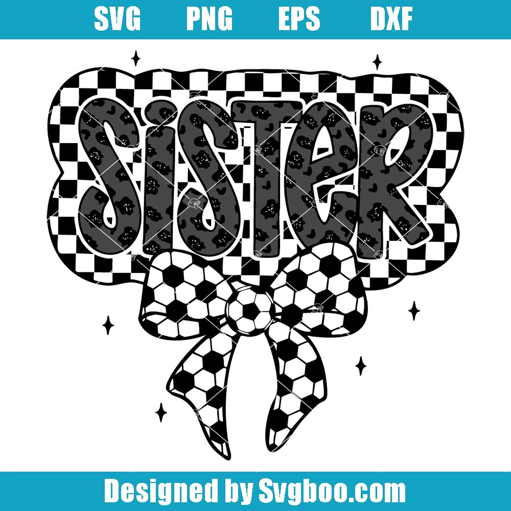 Retro Soccer Sister Svg, Soccer Coquette Svg, Game Day Soccer Bow Svg