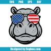 Hippo Face With American Flag Sunglasses Svg