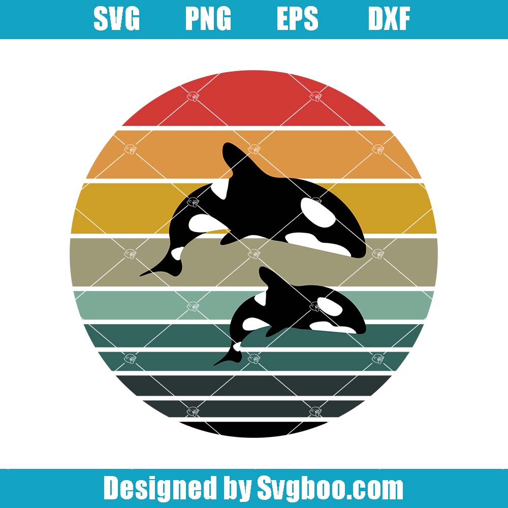 Orca Sunset Svg, Funny Ocean Animal Svg, Environmental Gift Orca Sunset Svg