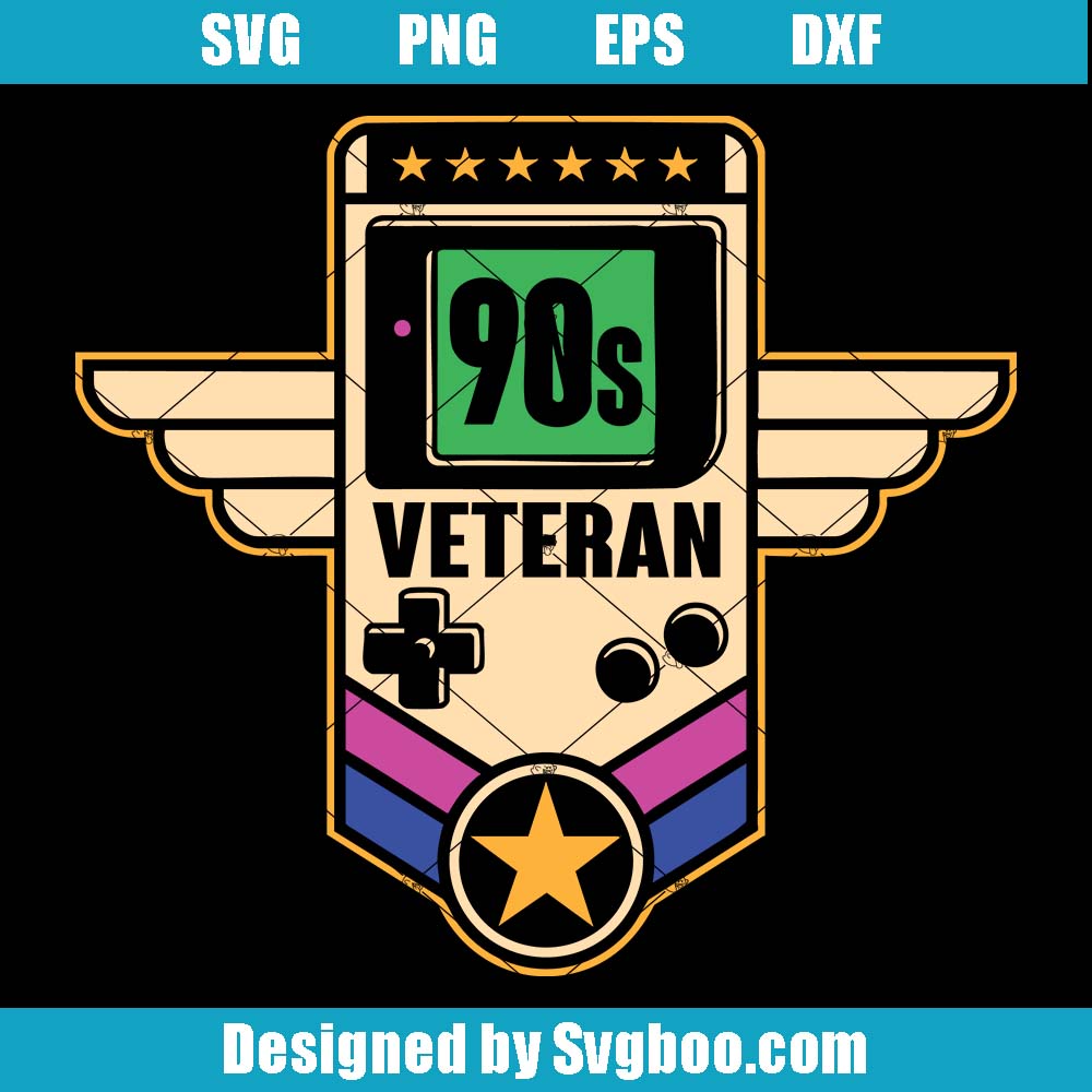 90s Veteran Badge Svg, Game Controller Svg, Game Lover Svg
