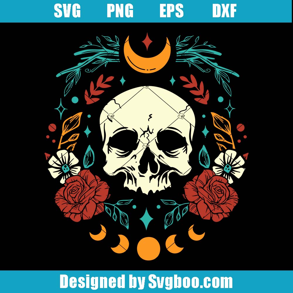 Boho Skull Svg, Scandinavian Botanical Svg, Magic Illustration Svg
