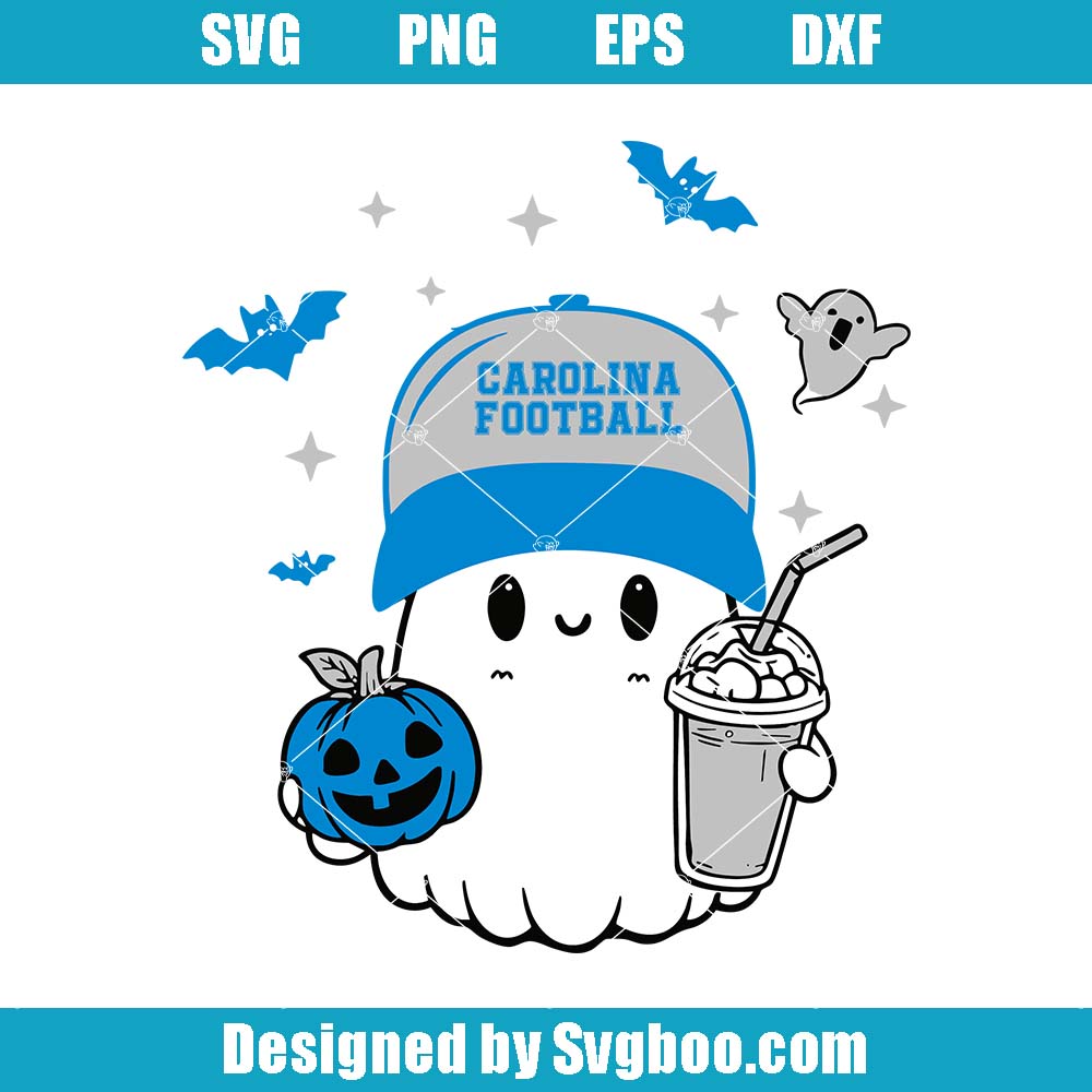 Carolina Football Svg, Cute Ghost Svg, American Football Svg Carolina Football Svg
