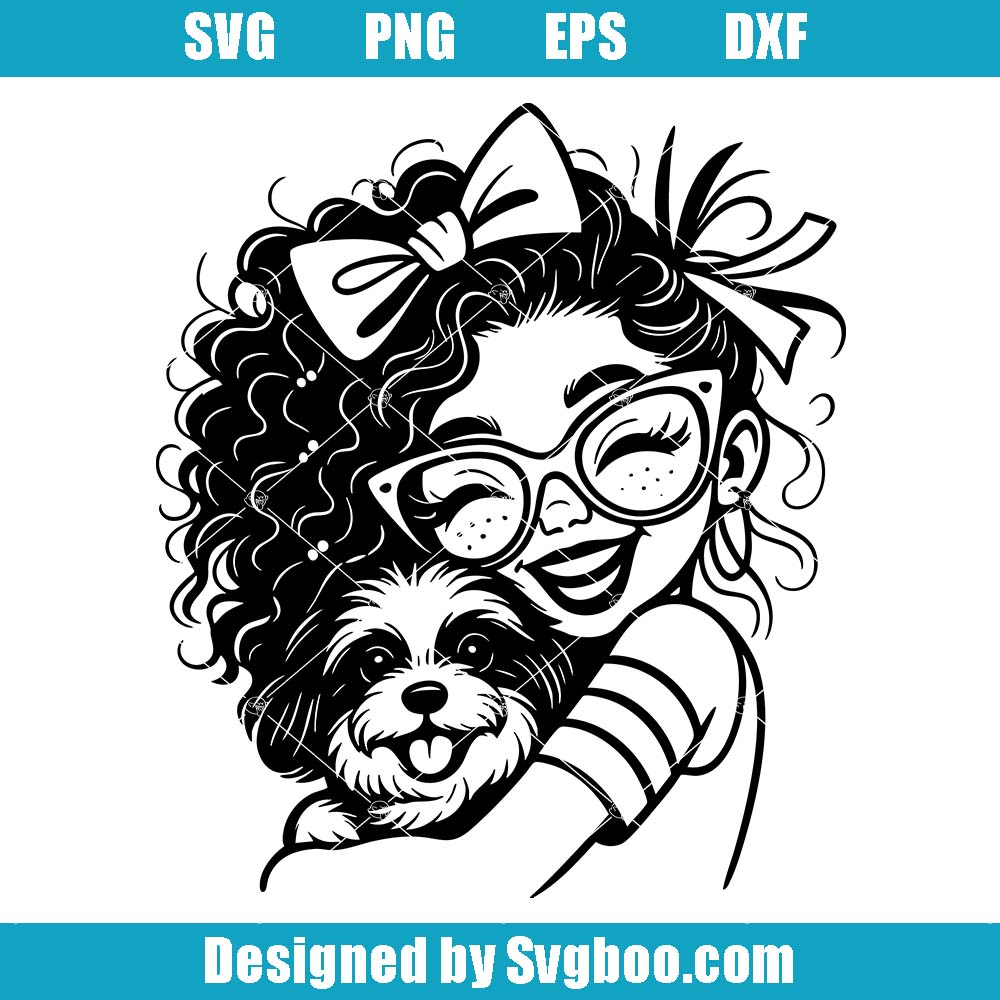 Cute Girl With Dog Svg, Puppy Hug Svg, Funny Pet Lover Svg