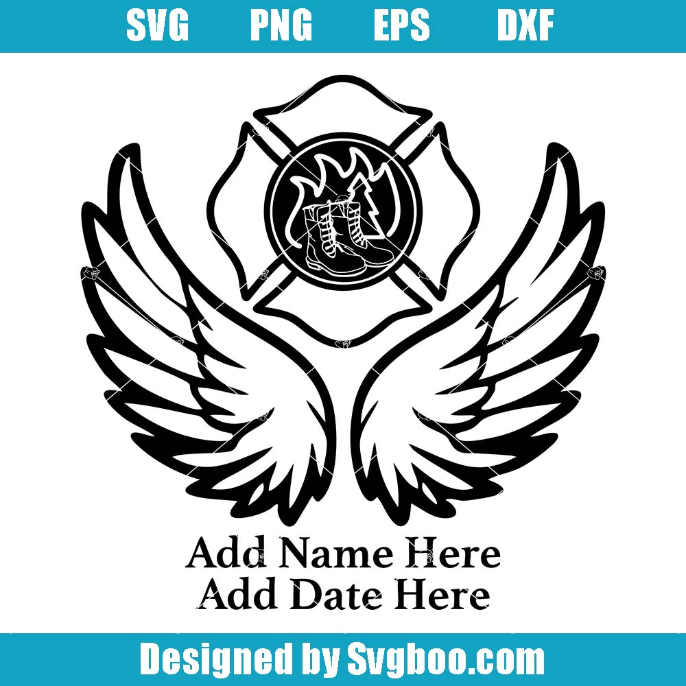 Firefighter Angel Wings Svg, Maltese Cross Svg, Fireman Emblem Svg