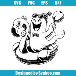 Ghost On A Pool Flamingo Svg
